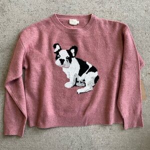 Dreamers by debut frenchie French bulldog mauve pink sweater long sleeve NWT